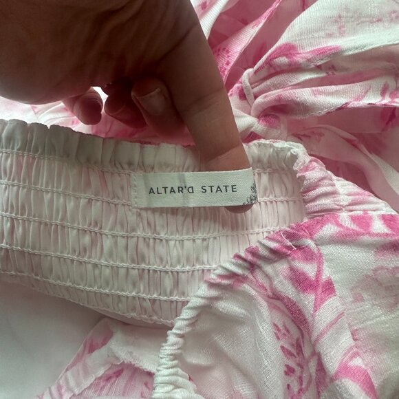 Altar'd State Pink and White Floral Print Dress - Picture 4 of 10